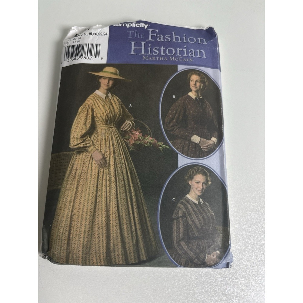 Simplicity 4551 Historical Costume Dress Pattern Sz 16-24 Civil War Victorian